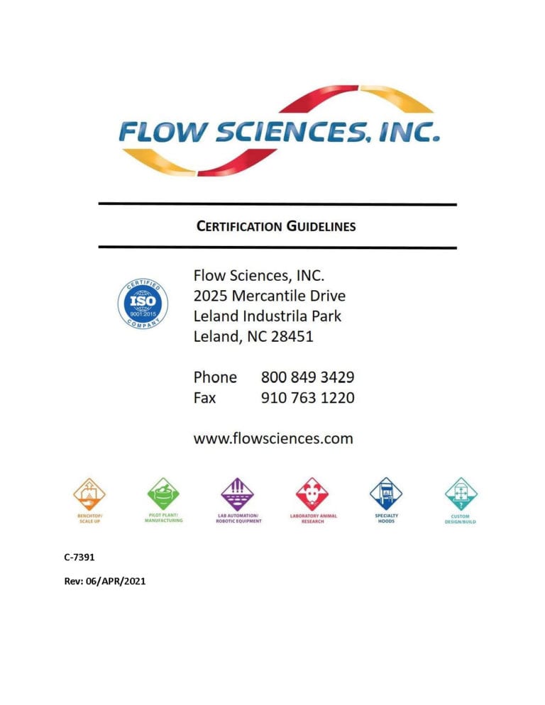 Certification - Flow Sciences, Inc.